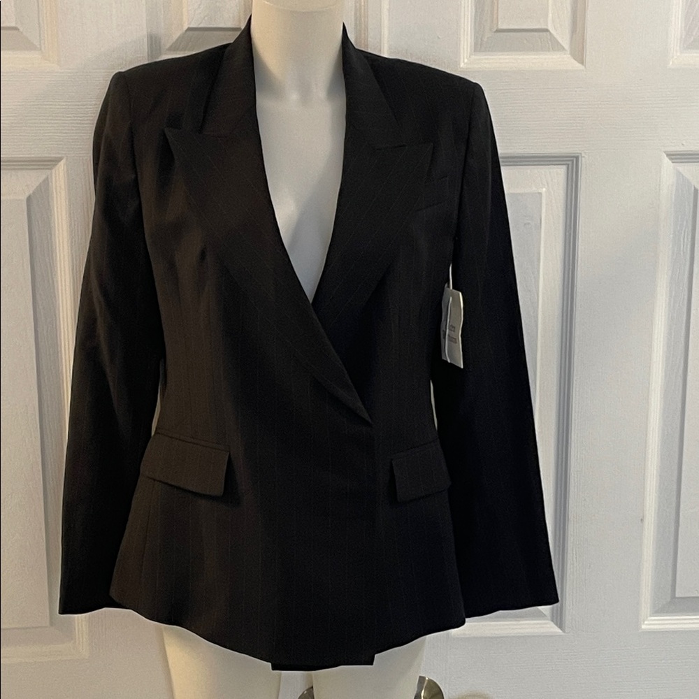 VICTORIA’S SECRET MODA INTERNATIONAL DOUBLE BREASTED BLACK PINSTRIPE BLAZER 10